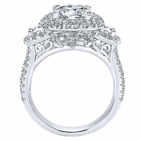 Cushion Shaped Diamond Ring  1.60 Cttw 14K White Gold 329A Modern Adornment