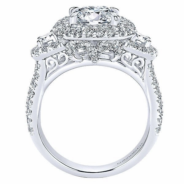 Elegant Balance Cushion Shaped Diamond Ring  1.60 Cttw 14K White Gold 329A