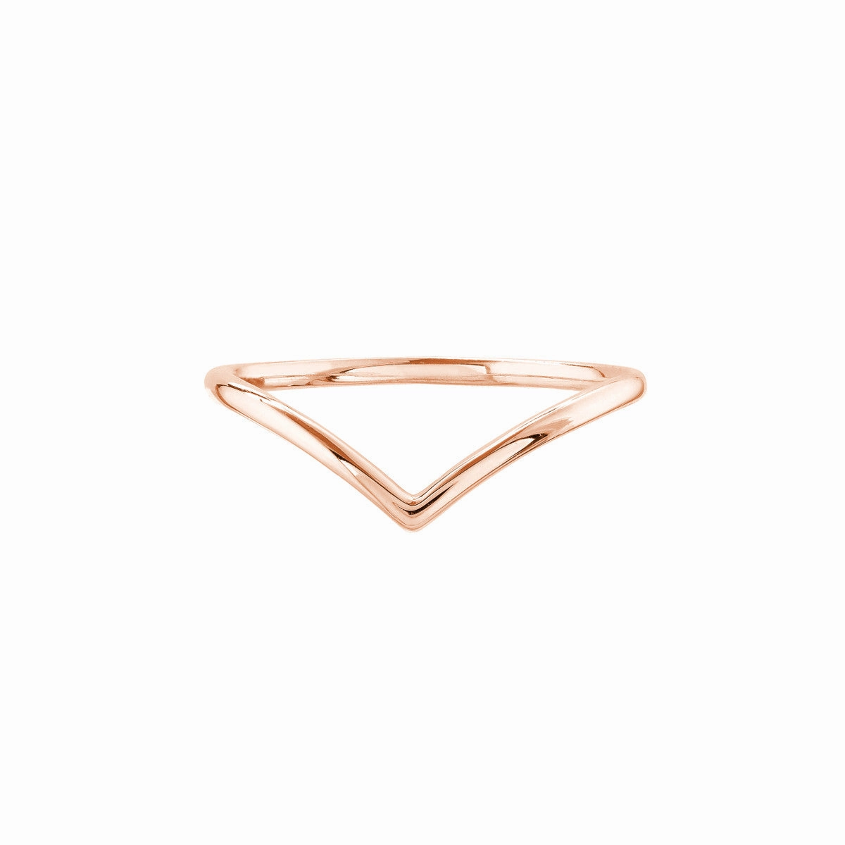 Gentle Detail Trendy Art 14k Rose Gold Chevron Ring