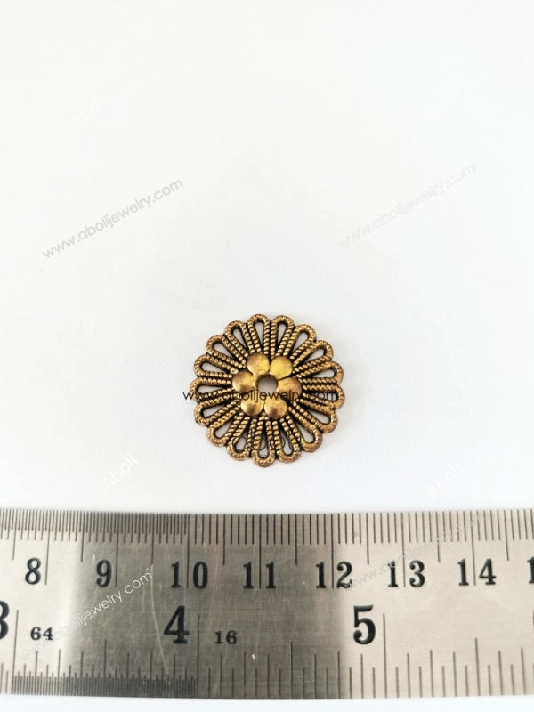 Golden flower disc connector flat Charm fabric jewellery embellishment CHMG115 2 charms Glamorous Sparkle