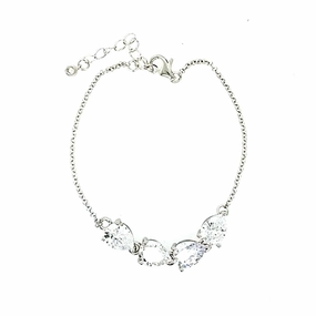 Sterling Silver Four CZ Bracelet Unique Craft Luxurious Style
