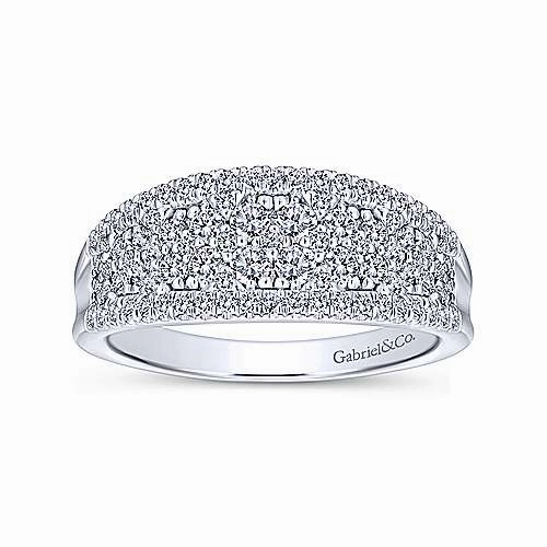 Curved Fashion Diamond Ring .80 Cttw 14K White Gold Bridal Set