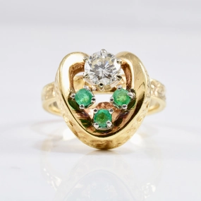 Day Vibe Custom Vintage Emerald & Diamond Ring | 0.35 ctw SZ 5.5 |
