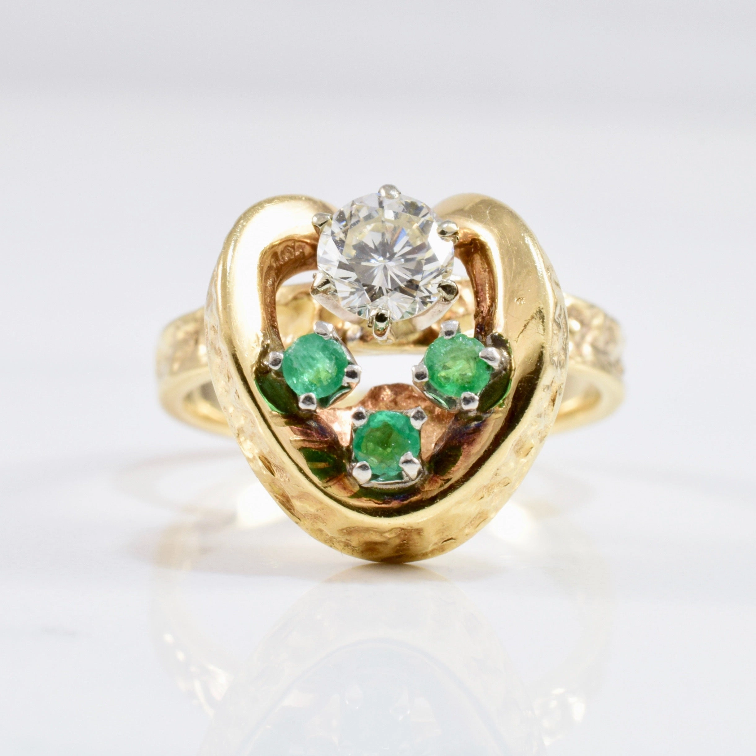 Day Vibe Custom Vintage Emerald & Diamond Ring | 0.35 ctw SZ 5.5 |