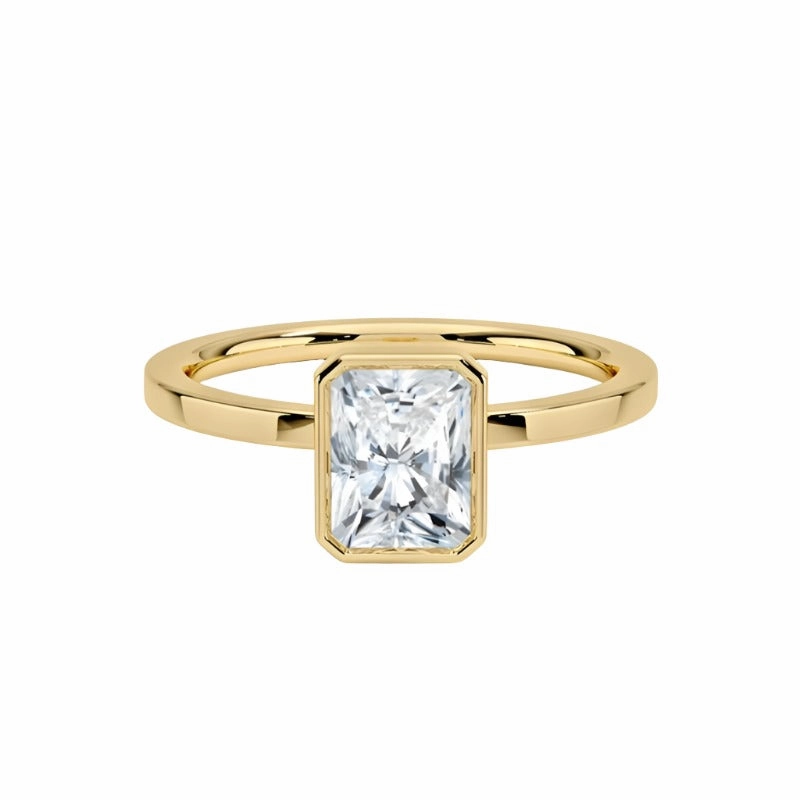 1 Carat Radiant Cut Bezel Diamond Ring | S925 | Moissanite Luxury Insignia