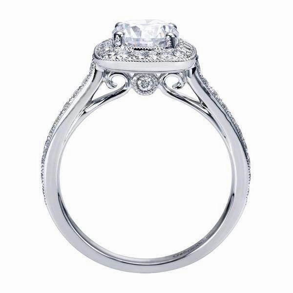 Romantic Mood Bead Set Cushion Shaped Diamond Ring  .48 Cttw 14K Gold 187A