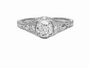 Beautiful Statement 14 Karat White Gold Filigree Antique Engagement Ring (.85cttw)