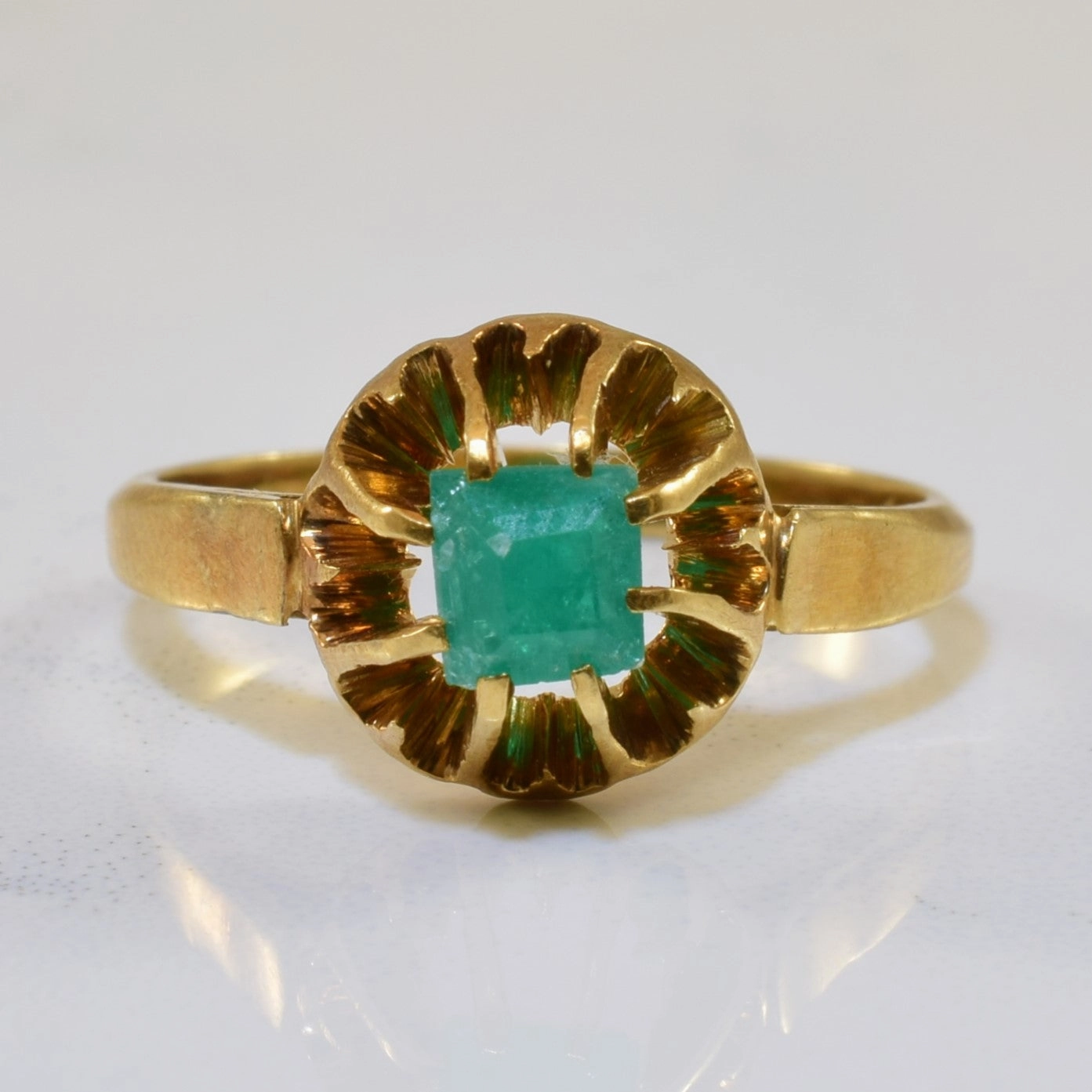 Prong Set Solitaire Emerald Ring | 0.28ct | SZ 5.5 | Unique Creation