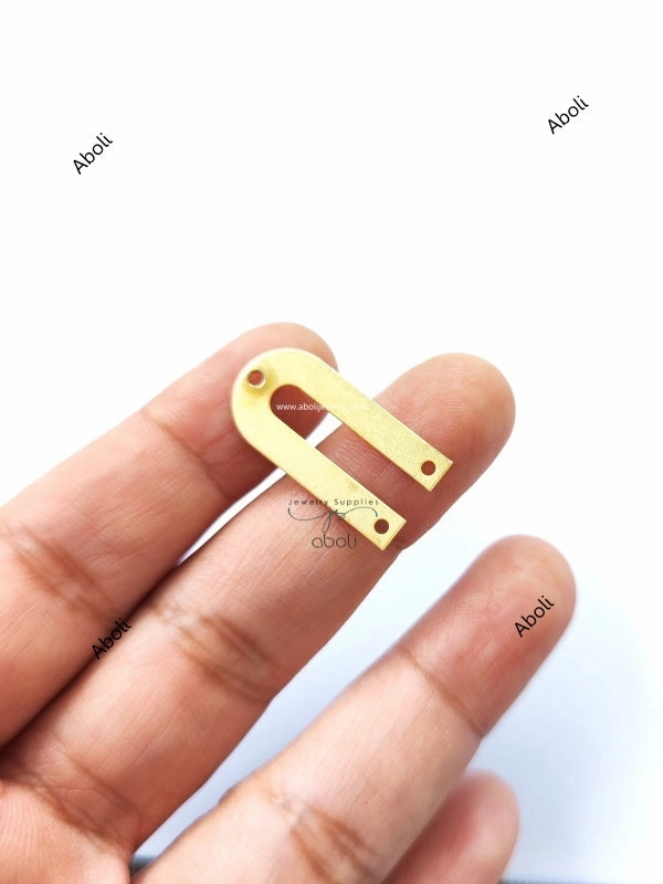 Formal Look Golden Metal Arch Connector U shaped Jewellery Component MACU7 Shiny finish 3 hole connectors