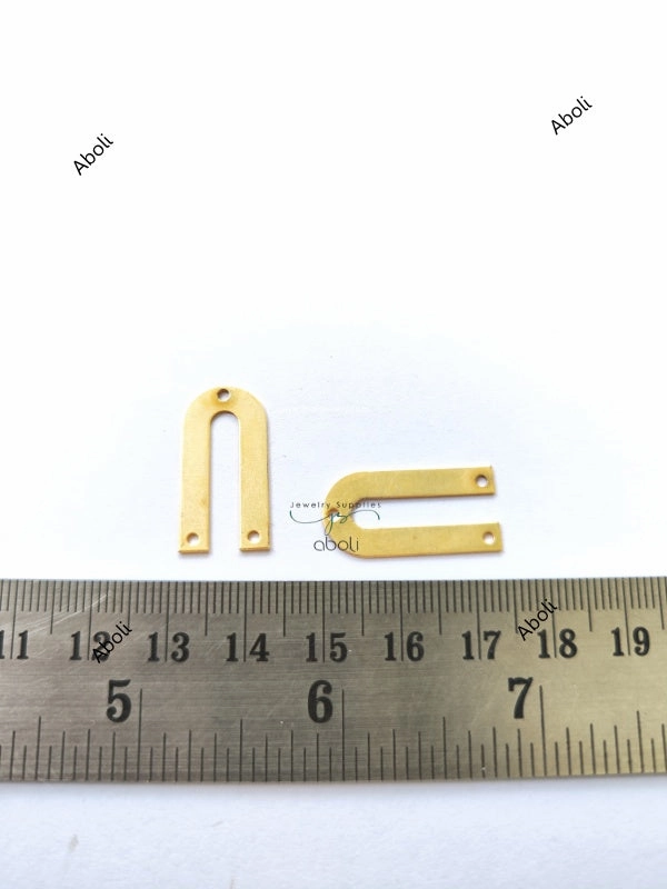 Creative Detail Charming Glow Golden Metal Arch Connector U shaped Jewellery Component MACU7 Shiny finish 3 hole connectors
