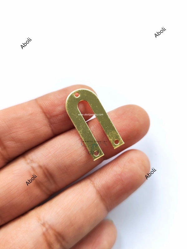 Golden Metal Arch Connector U shaped Jewellery Component MACU7 Shiny finish 3 hole connectors Elite Highlight