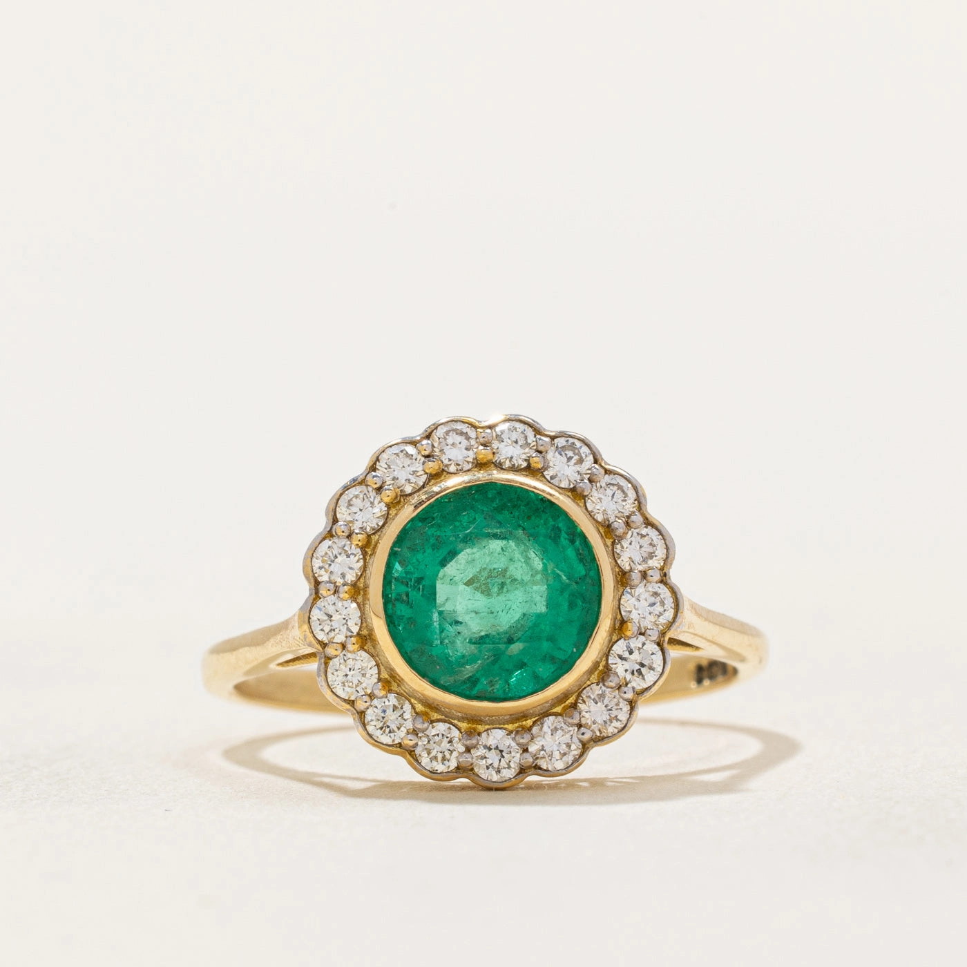 Vintage British-made natural Zambian Emerald & Diamond ring | 1.40ct, 0.34ctw | SZ 6.75 | Perfect Accessory Finest Form