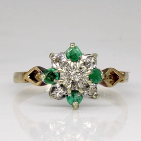 Effortless Glam Sparkling Shine 1981 Sheffield Hallmarked Emerald & Diamond Ring | 0.12ctw, 0.04ctw | SZ 6.75 |