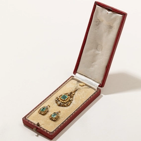 Vintage Emerald & Diamond Pendant & Earring Set | 3.71ctw, 0.19ctw | Vibrant Craft