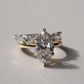 4.0 Ct Simulated Diamond Marquise Cut Wedding Ring For Travel With Eternity Wedding Band Luxe Design