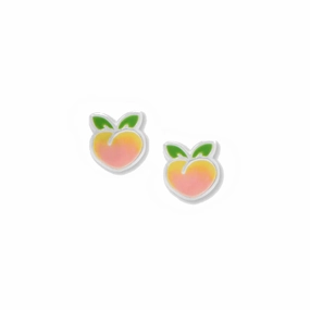 Bright Glow Peach Stud Earrings Sterling Silver with Enamel Color Childrens