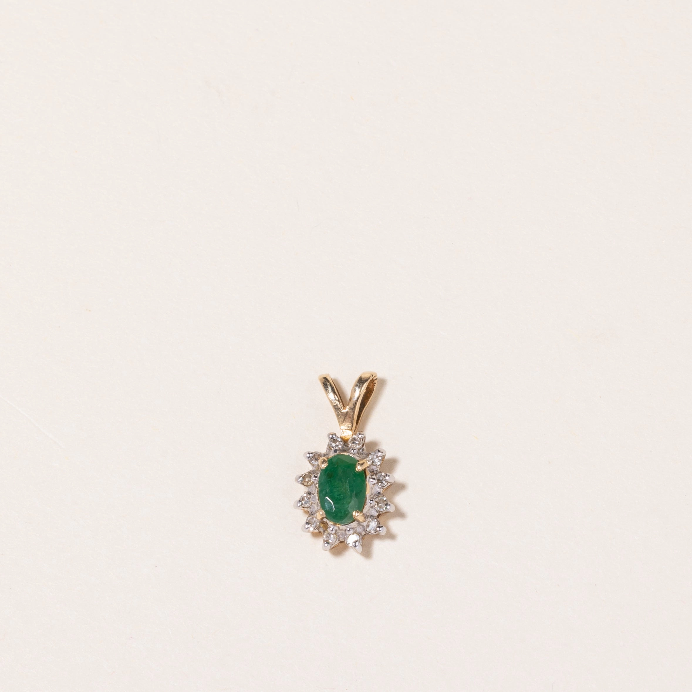 Exquisite Edge 14K Yellow Gold Emerald & Diamond Pendant | 0.41ct, 0.06ctw |