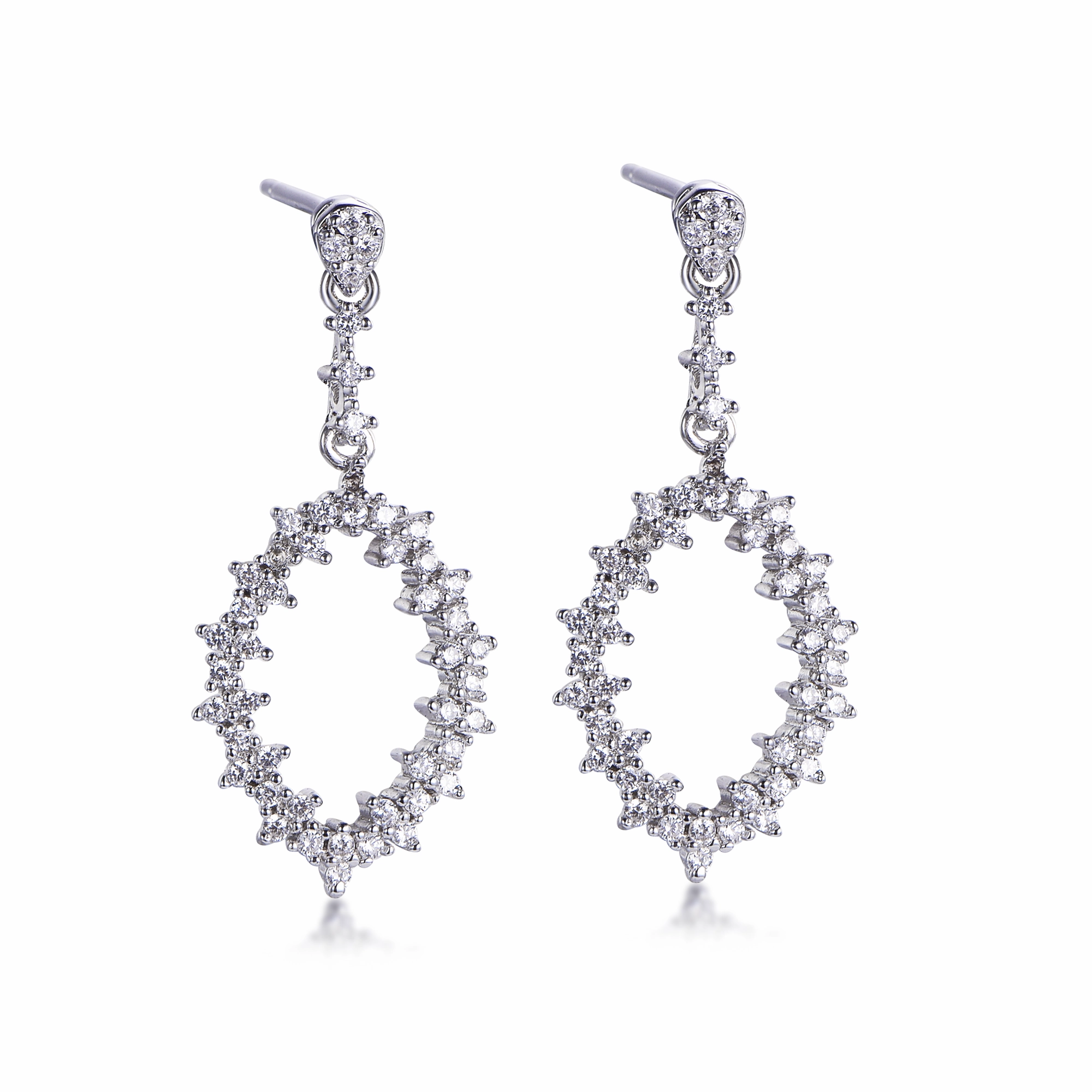 Sterling Silver CZ Marquis Earrings Gift Ready Glamorous Pieces