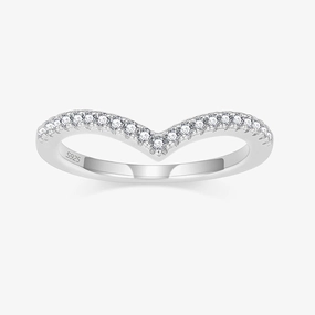 Radiant Touch Romantic Mood Crown Pointed V Shaped Chevron 925 Sterling Silver Stackable Ring