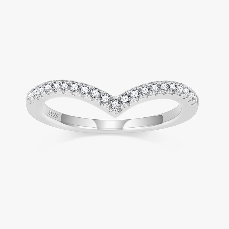 Radiant Look Modern Accessory Crown Pointed V Shaped Chevron 925 Sterling Silver Stackable Ring