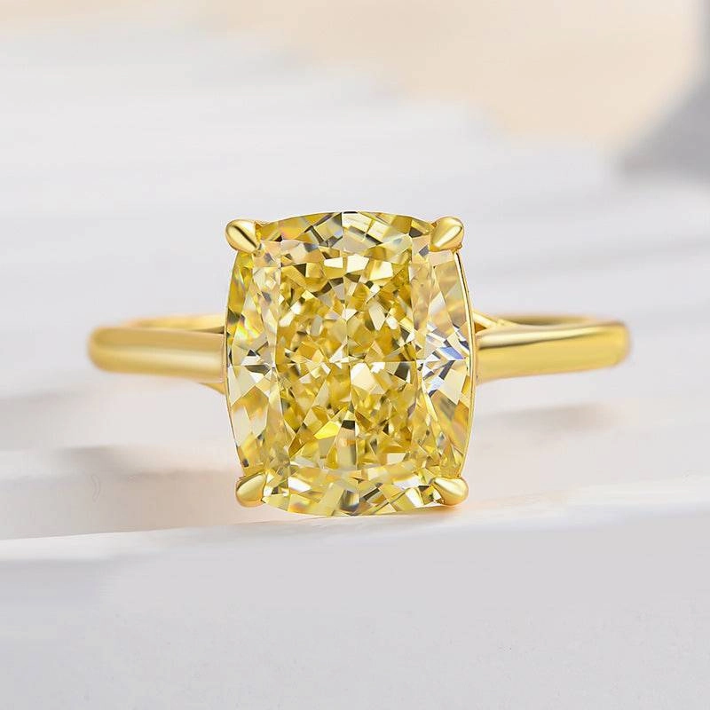 Louily Exquisite Yellow Stone Cushion Cut Engagement Ring Flawless Touch Charming Finish