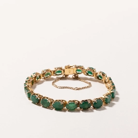 10k Yellow Gold Emerald Bracelet | 12.24ctw | 6.5" Vibrant Form Refined Layer