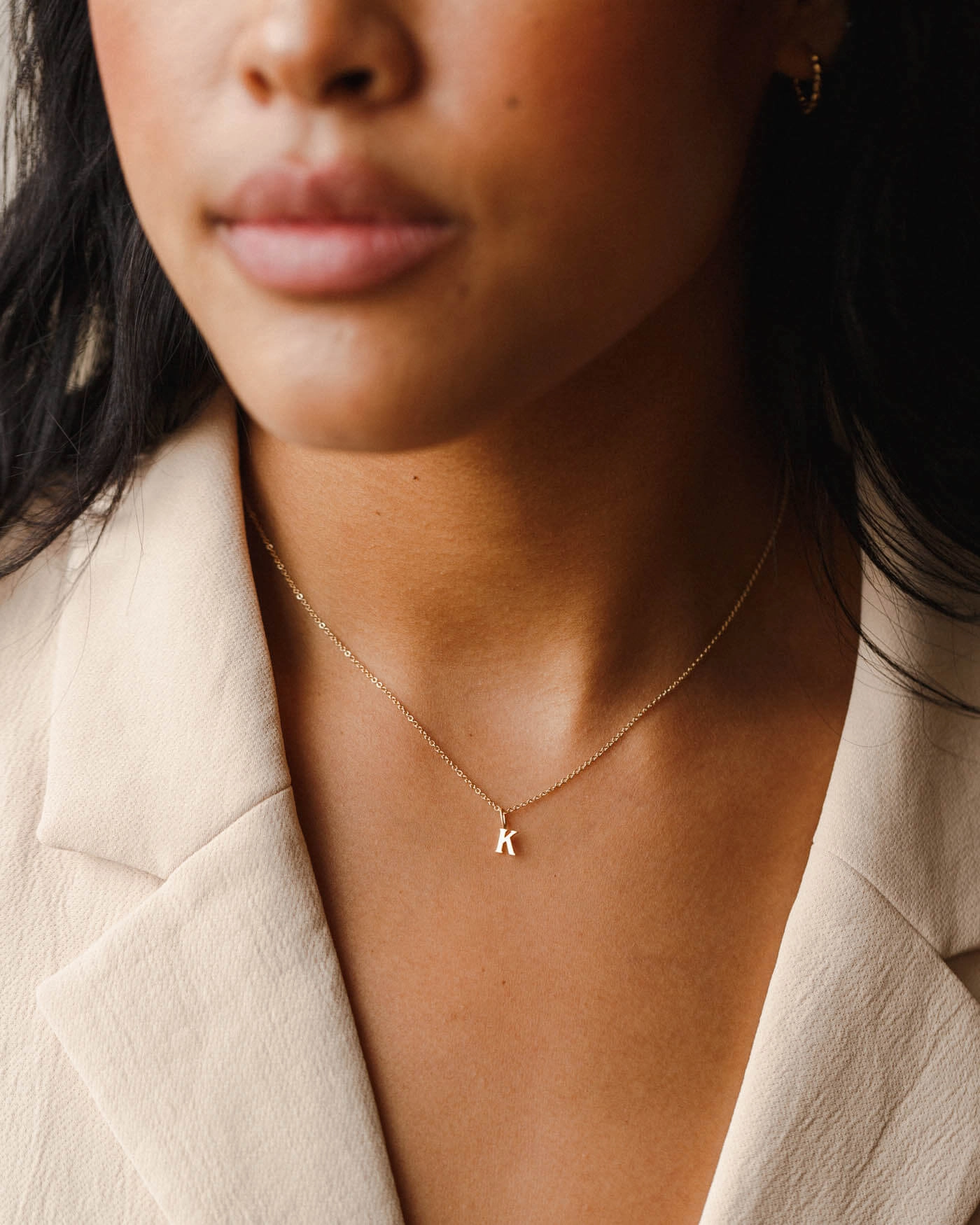 Dainty Serif Initial Necklace Bold Mood