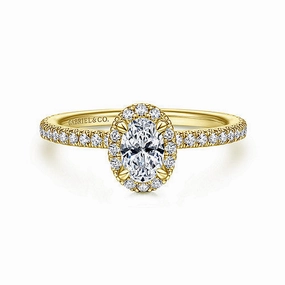 Exquisite Accessory Elegant Look 14 Karat Yellow Gold Oval Diamond Halo Ring (.53cttw)