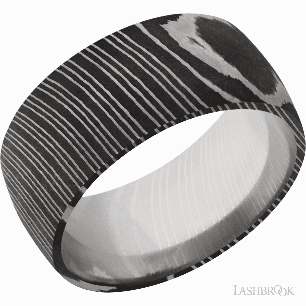 Daily Form Damascus Steel Domed Wedding Band 10mm Wide