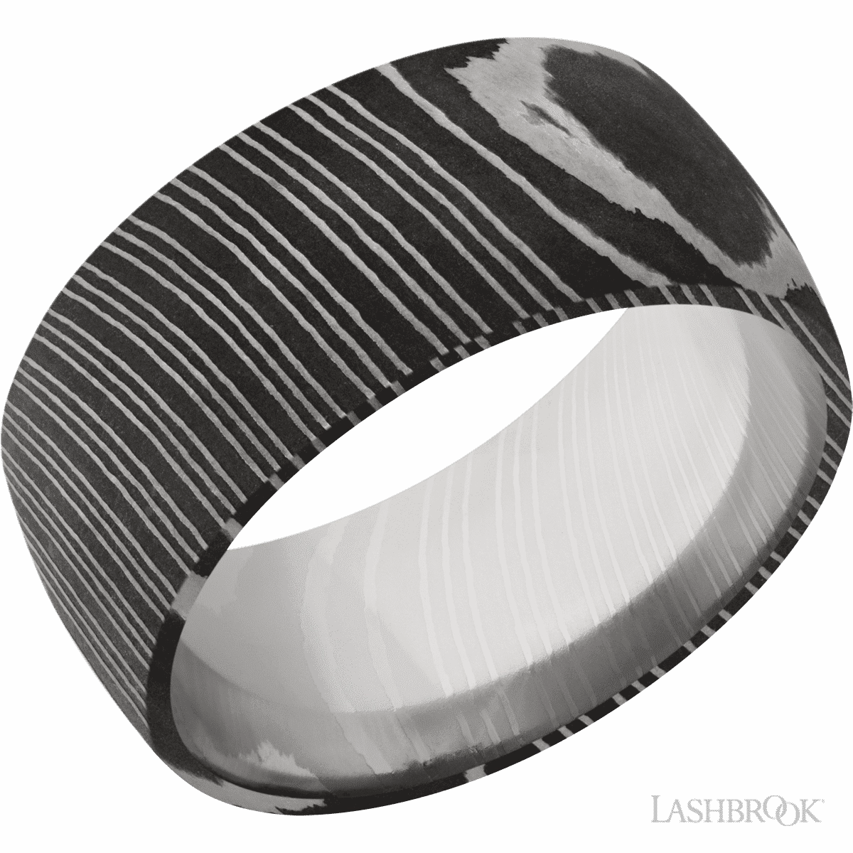 Elegant Outfit Damascus Steel Domed Wedding Band 10mm Wide