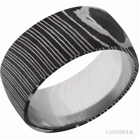 Lightweight Package Damascus Steel Domed Wedding Band 10mm Wide