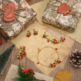 Event Style Cranberry Jewelry Set with Gift Wrapping