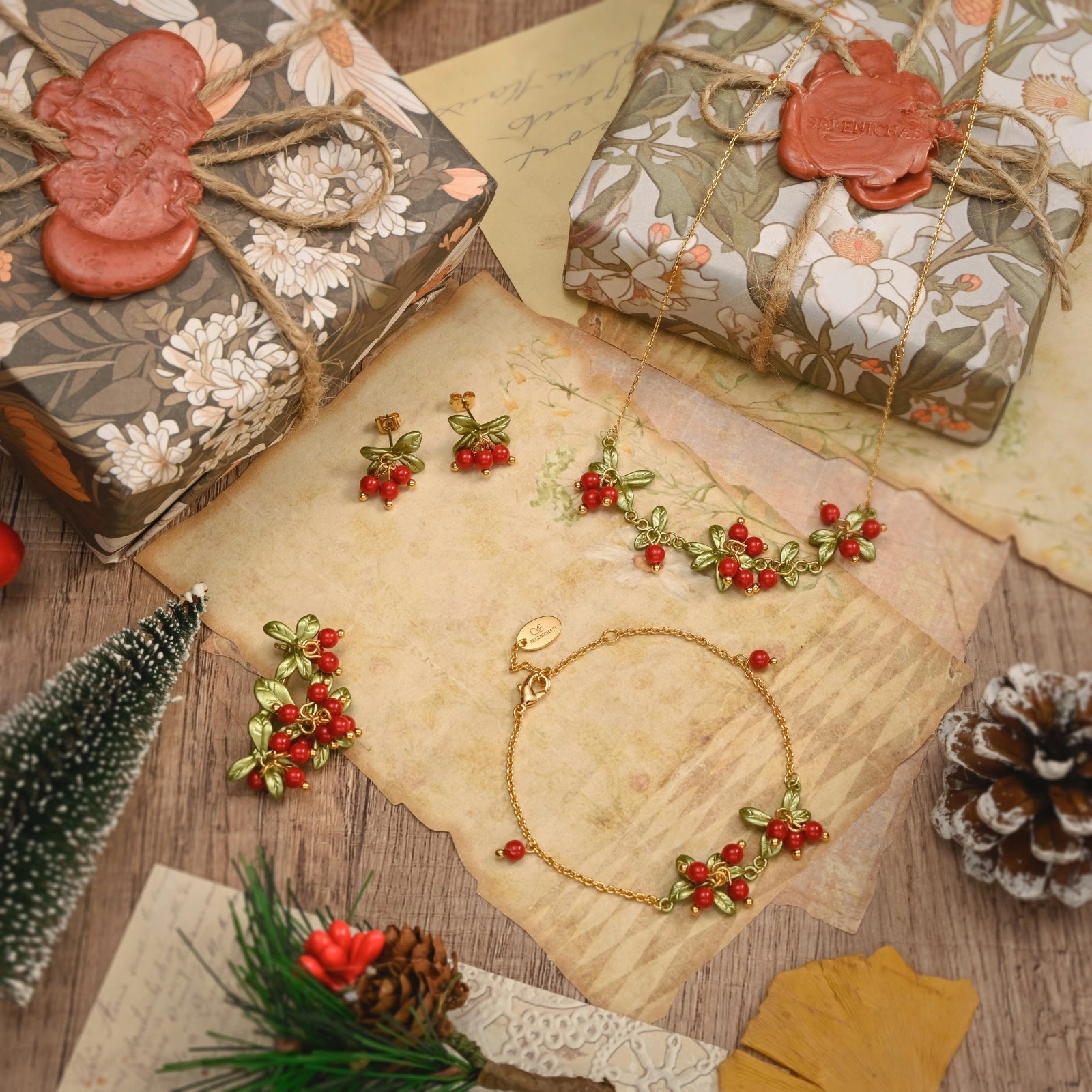 Event Style Cranberry Jewelry Set with Gift Wrapping