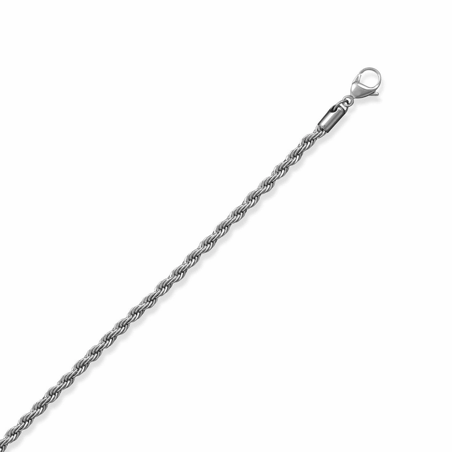 Flirty Accent Radiant Sparkle Rope Chain Necklace 316L Surgical Stainless Steel - 4mm Width