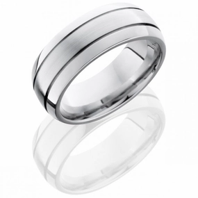 Everyday Use 3-Band Cobalt Chrome Domed Mens Wedding Band 8mm