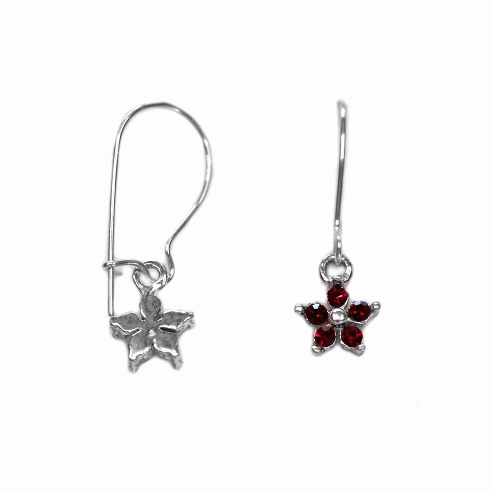 Luxury Gifts Sleek Style Flower Earrings with Swarovski(R) Crystal Siam Red Sterling Silver