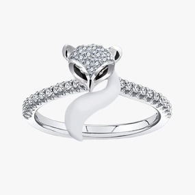 Chic Look Finest Style Sterling Silver Gold Plated Fox Ring