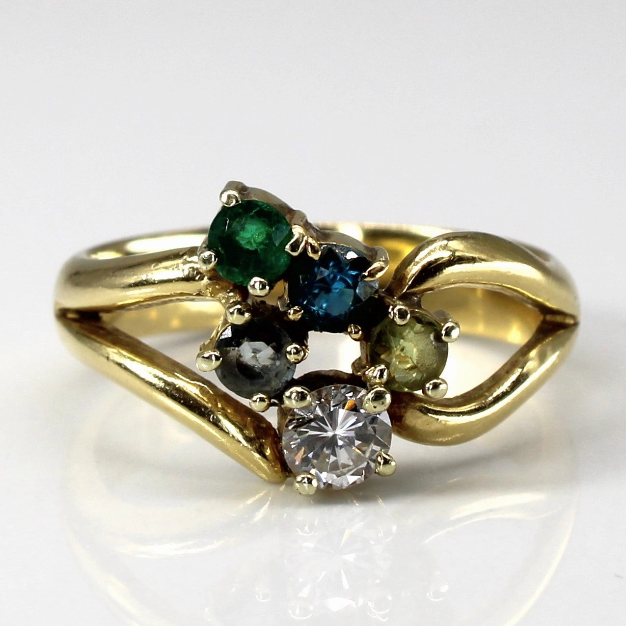 Multi Gemstone Gold Ring | 0.30ct | 0.50ctw | SZ 8.5 | Modern Design Premium Style