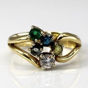 Multi Gemstone Gold Ring | 0.30ct | 0.50ctw | SZ 8.5 | Modern Design Premium Style