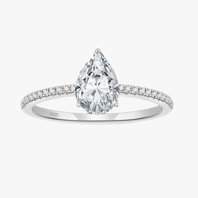 2CT S925 Pear CZ Engagement Ring Contemporary Form Sleek Glow