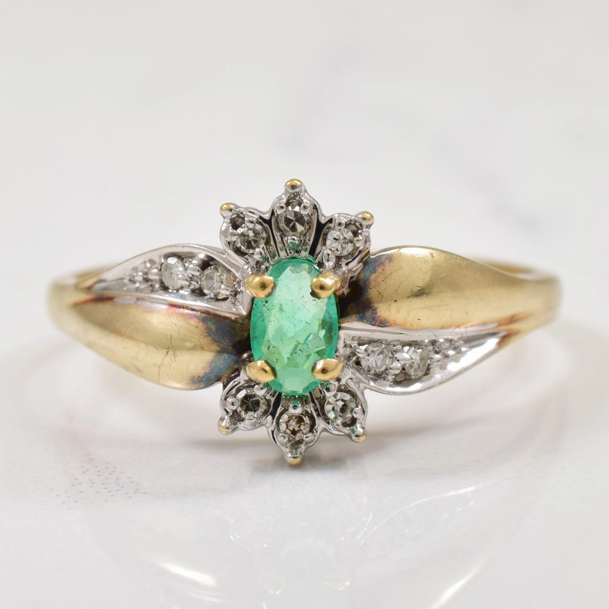 Sparkle Vibe Chic Fusion Emerald & Diamond Ring | 0.26ct, 0.05ctw | SZ 8.75 |