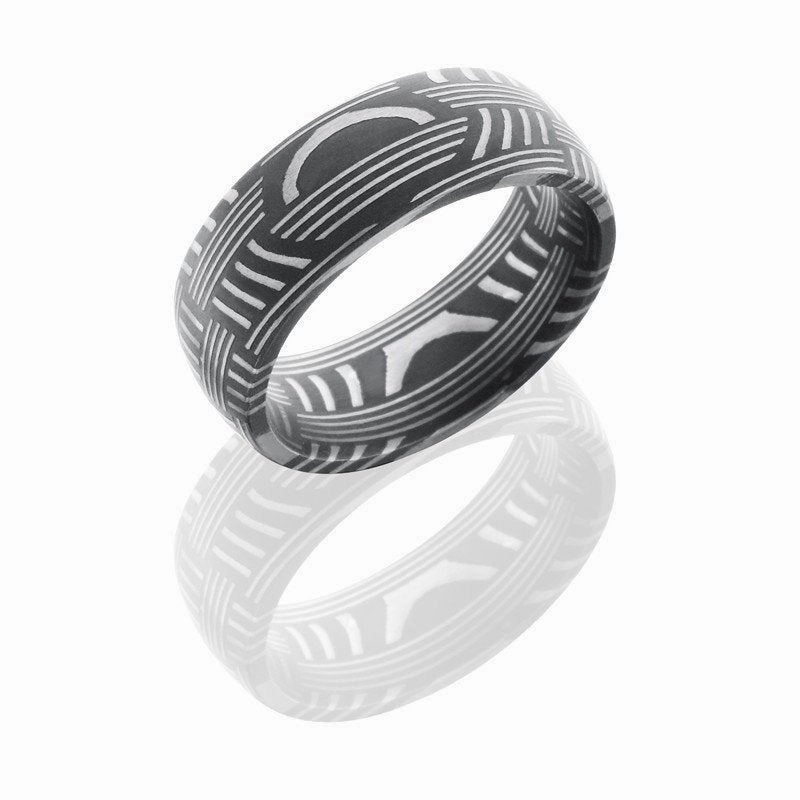 Basket Pattern Damascus Steel Wedding Band 8mm Budget Ornament