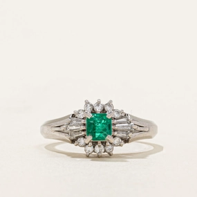 Captivating Style Special Look High Set Emerald & Diamond Ring | 0.39ct, 0.31ctw | SZ 6.25 |