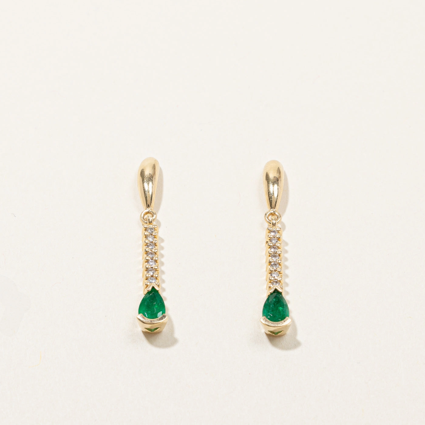 Emerald & Diamond Dangle Earrings | 0.50ctw | 0.09ctw | Chic Pulse Stylish Design