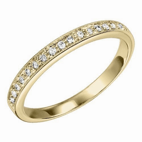 Bead Set Diamond Stackable Ring .12 Cttw 10K Yellow Gold Custom Bauble