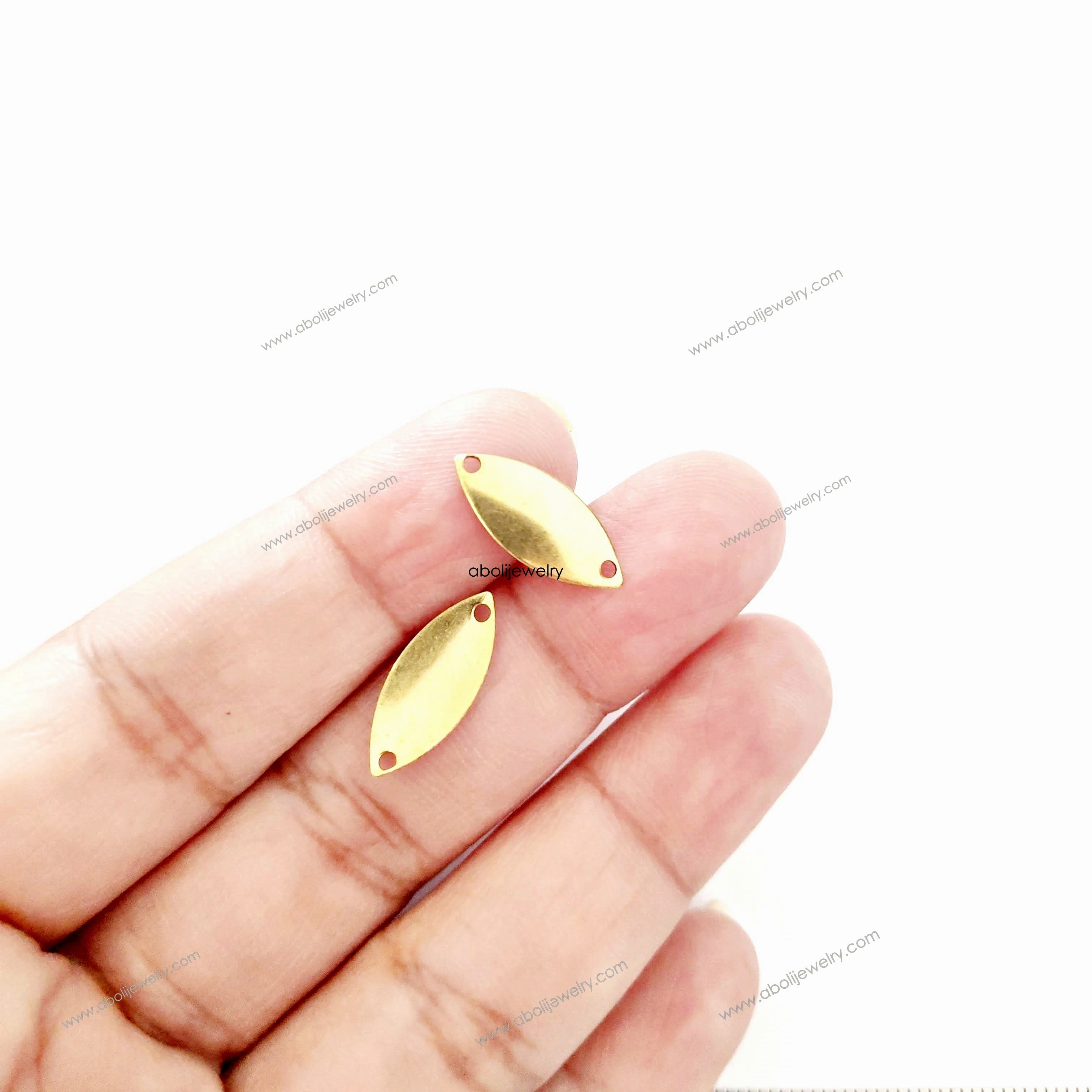 Raw brass marquise charm connector eye shape RBC3 1 charm Vibrant Glow