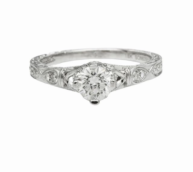 Unique Look ANTIQUE STYLE DIAMOND RING WITH DIAMONDS THROUGHOUT SHANK
