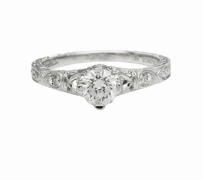 Unique Look ANTIQUE STYLE DIAMOND RING WITH DIAMONDS THROUGHOUT SHANK
