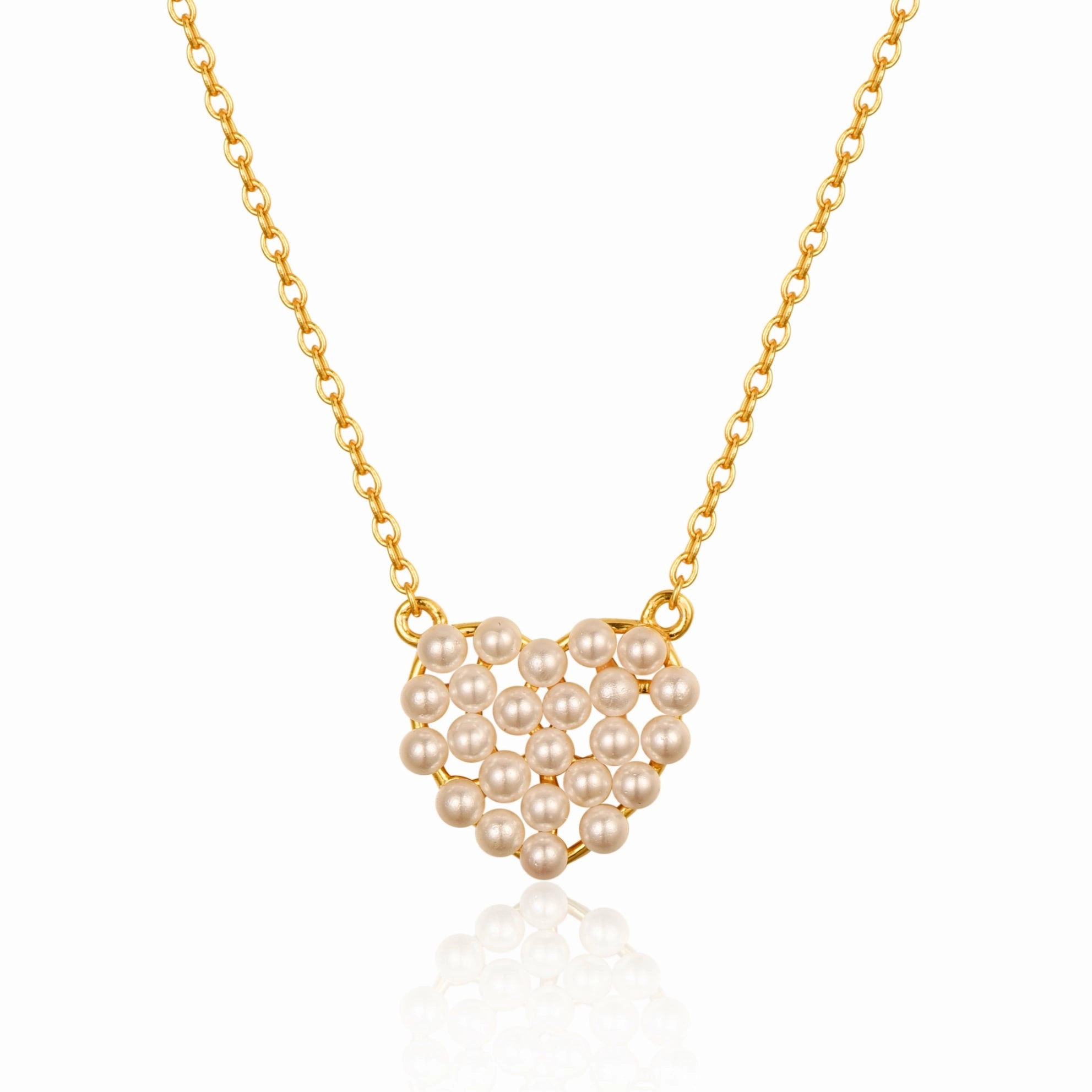 Sterling Silver Gold Plated Pearl Heart Necklace Precious Design