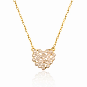 Sterling Silver Gold Plated Pearl Heart Necklace Precious Design
